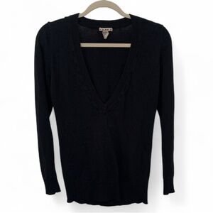 Y2K XXI Black Low Neckline V Neck Sweater Top
